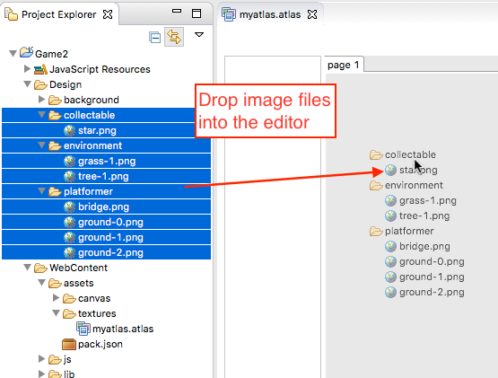 Drag and drop the source images into the editor.